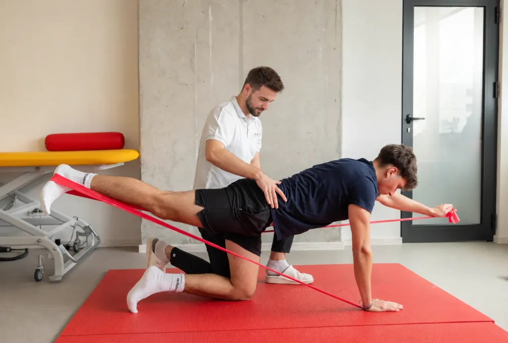Exercise under the guidance of a physiotherapist